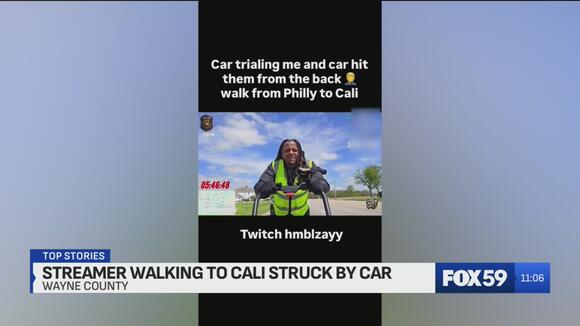 Streamer hit by car in Indiana while walking across country to raise ...