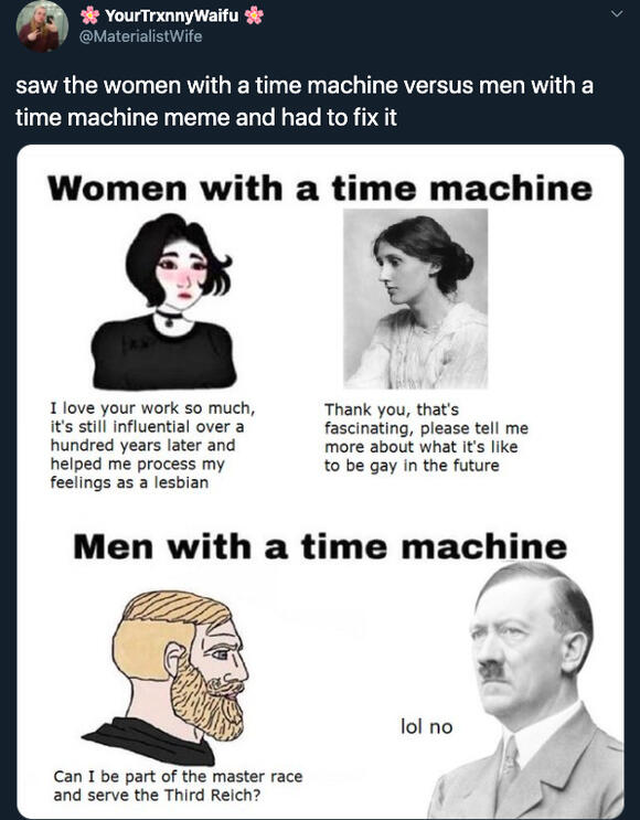 How Would You Use A Time Machine These Men Vs Women Memes Have Disturbing Answers News Break