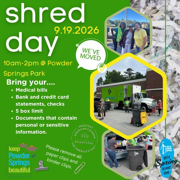💰 Free Shred Day at Powder Springs Park Sept. 19 - NewsBreak