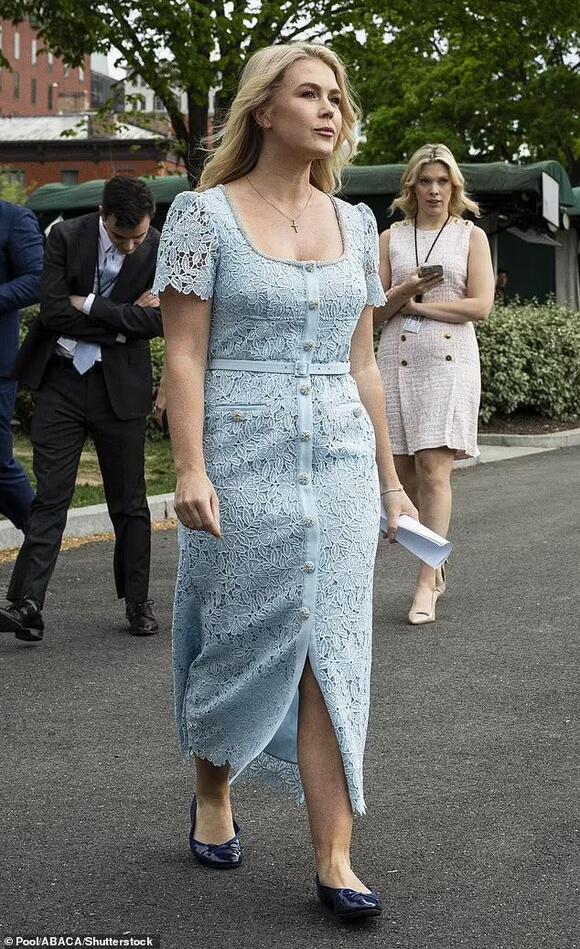 karoline leavitt blue dress Leavitt's Fashion Choices Explained Karoline Leavitt, 27, makes rare