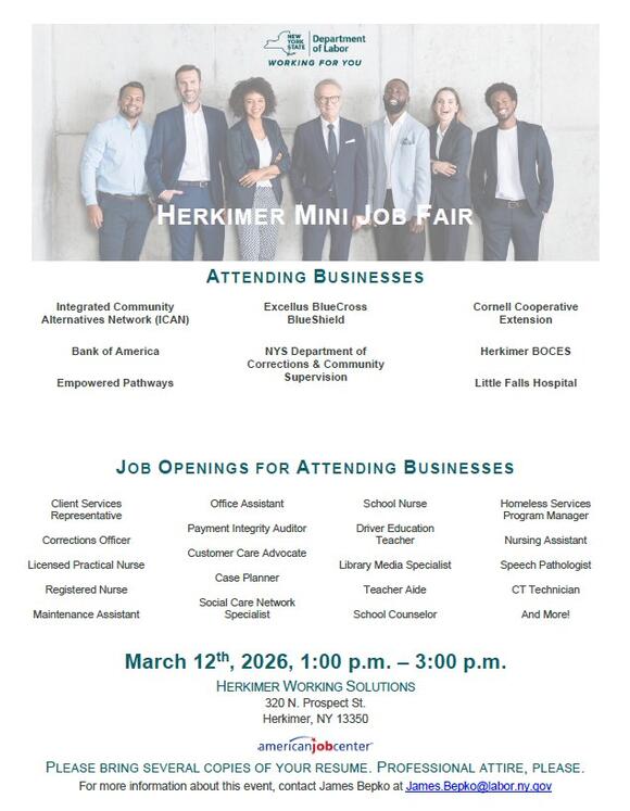 Mini job fair hosted by Herkimer Working Solutions - NewsBreak