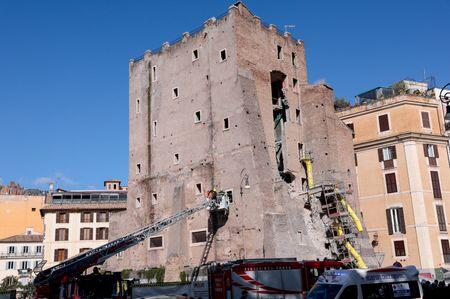 Workers injured in partial collapse of medieval tower near Rome's ...