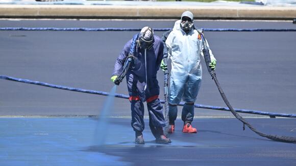 Blue Paint Peels Off Bottom of Lincoln Memorial Reflecting Pool Days ...