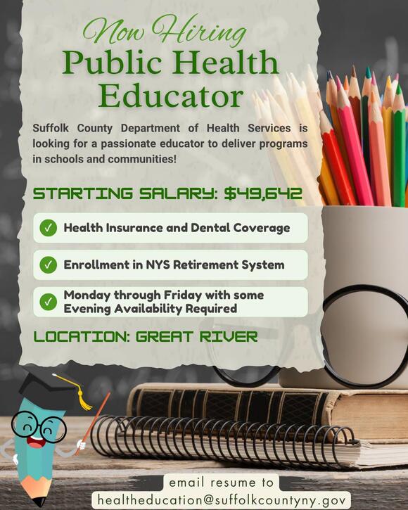 Suffolk County hiring Public Health Educator - NewsBreak