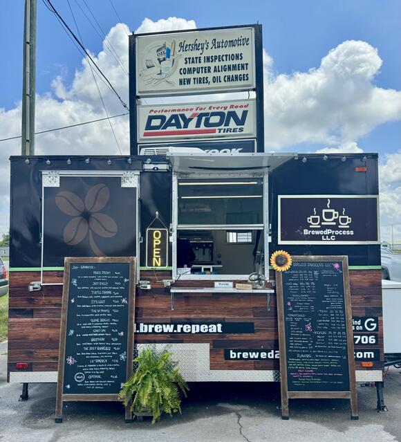 Hit the brakes Stop outside this automotive shop for your next coffee