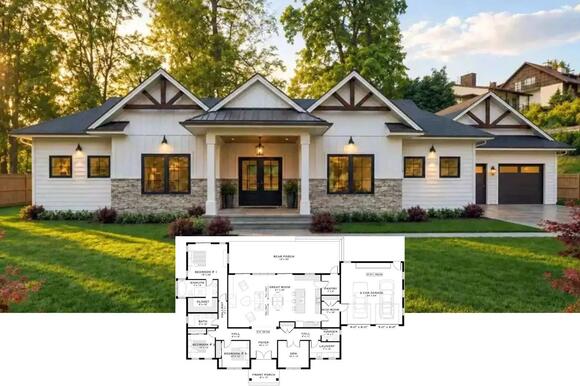 Willington 3-Bedroom Modern Farmhouse Layout with Covered Patio (2,872 ...