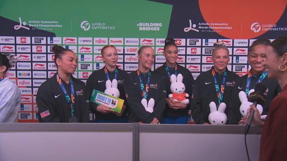 U.S. women's gymnastics reacts to emotional final