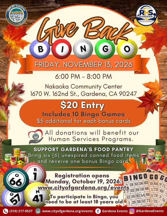 Give Back Bingo Night to Support Gardena Programs - NewsBreak
