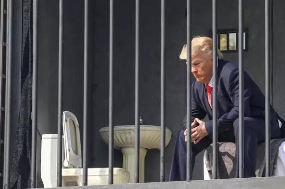 Trump look-alike stuck behind bars in Iran's latest street installation