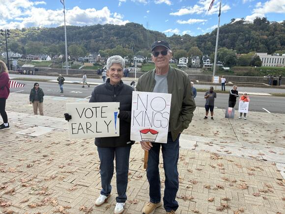 Charleston No Kings organizers ask crowd to vote early in West Virginia ...