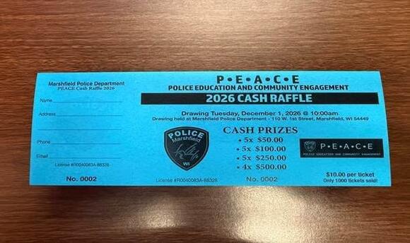 Marshfield PD PEACE cash raffle tickets on sale - NewsBreak