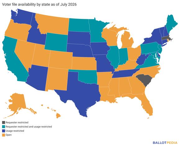 Twenty-one states and D.C. have open availability of voter files ...