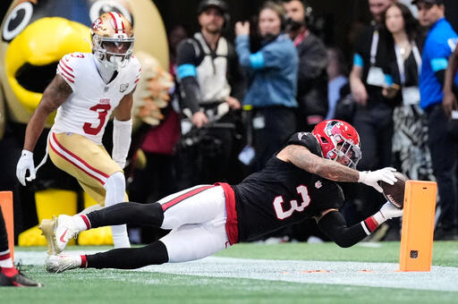 Michael Penix Jr. throws 3 TD passes, Falcons force 4 turnovers to give 49ers first loss, 29-20