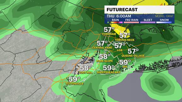 Wet and cloudy conditions stick around overnight before a sunny Friday