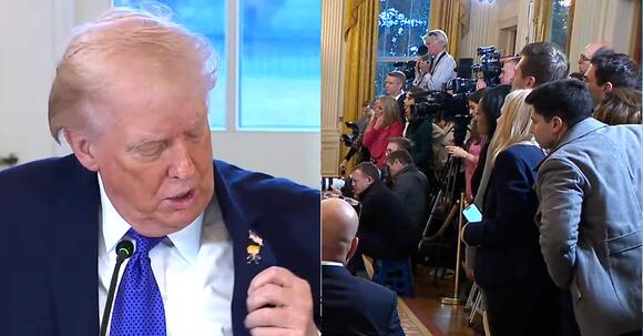 Reporters Laugh At Trump Wearing Cartoonish ‘Happy Trump’ Swag Pin At ...