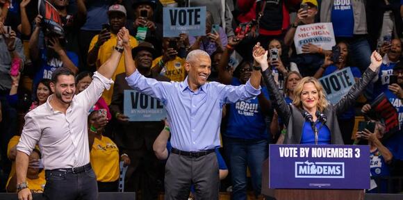 Obama Campaigns Alongside El-Sayed, Benson In Fiery Michigan Rally