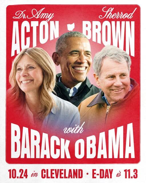 President Barack Obama woos Cleveland at massive rally to promote Sherrod Brown for U.S. Senate and Dr. Amy Acton for Ohio governor... Thousands rock Public Auditorium in Cleveland at the rally... By Clevelandurbannews.com, Ohio's Black digital news leader.
