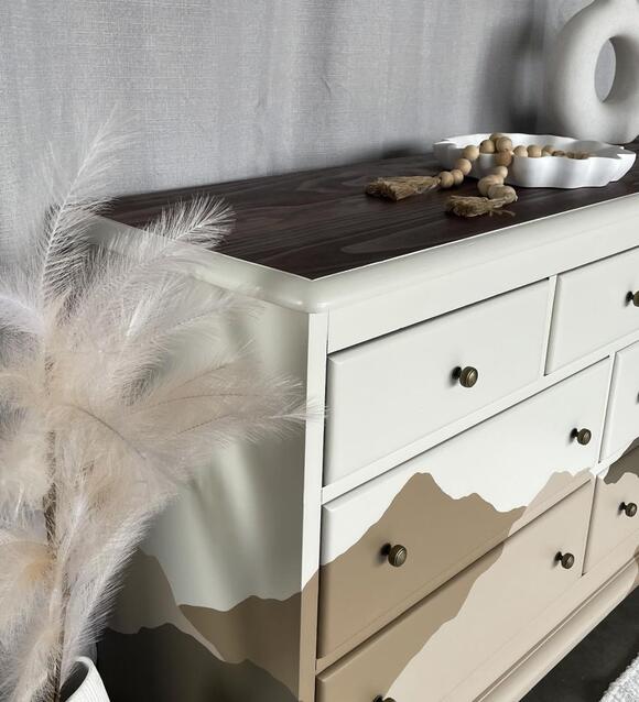 She Painted a Mountain Landscape Across This Old Wood Dresser Instead ...