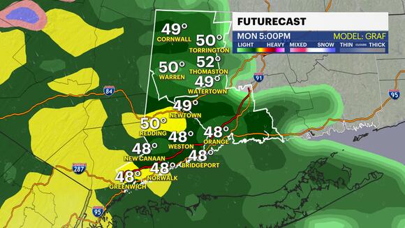 Rainy night, some snow possible Monday for Connecticut