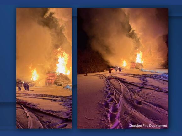 Chardon firefighters battle freezing temperatures to knock down barn ...