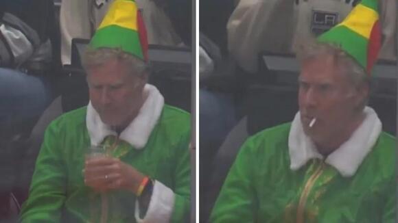 will ferrell elf cigarette dressed as Buddy the at an LA Kings game  Buddy the Elf tonight at
