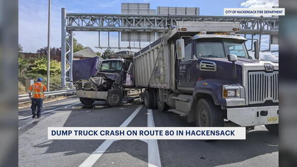 Route 80 crash involving 3 dump trucks causes fuel spill