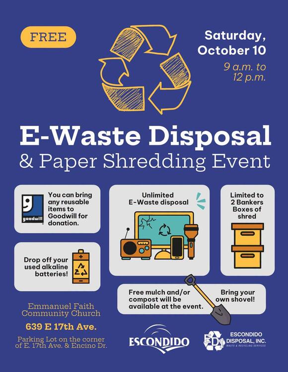 E-waste and shredding event on Oct. 10 in Escondido - NewsBreak