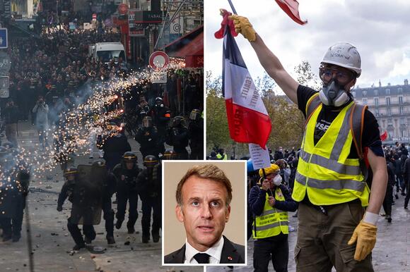 French leftists plan major Paris protest Saturday as absent Macron vows no repeat to riots