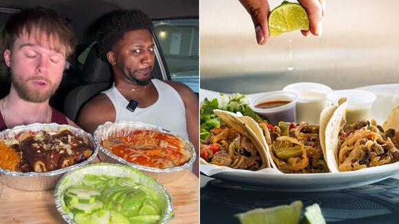 Two Men Order Food From a Three Point Four Star Mexican Restaurant in ...