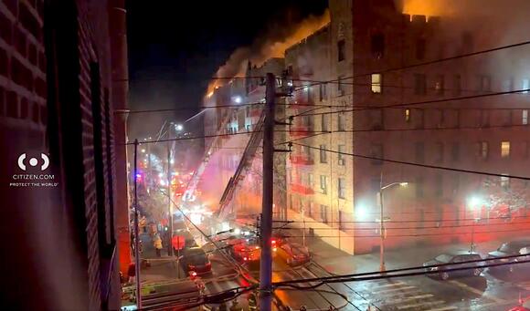 7 hurt as massive fire fueled by winds tears through Bronx apt ...