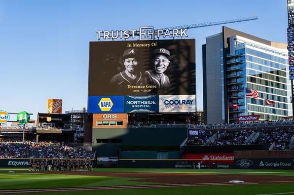 Terrance Gore's son throws perfect pitch as wife holds back tears in ...