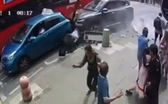 Shocking moment car mounts pavement and ploughs into London pedestrians ...