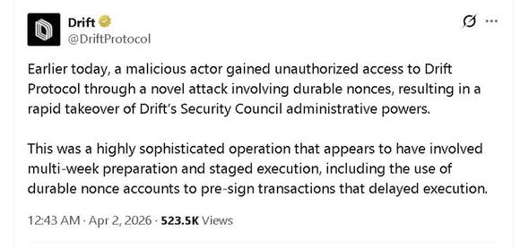 Drift Protocol Hack Drags DRIFT Token To Record Low – $280 Million ...