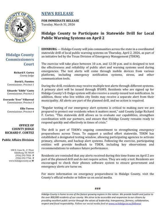 Statewide Emergency Alert Drill Set for April 2 - NewsBreak