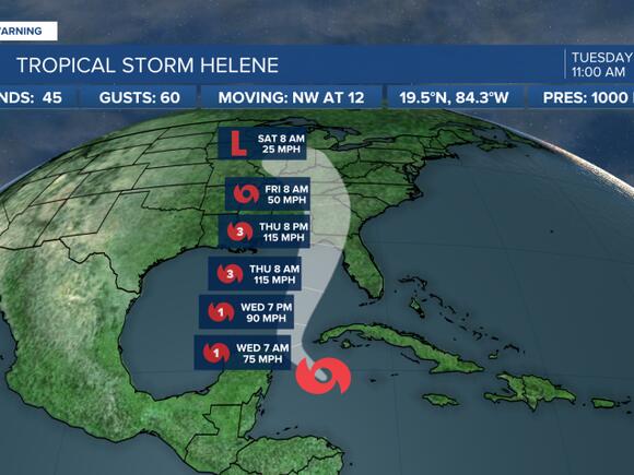 Tropical Storm Helene expected to become hurricane before charging into ...