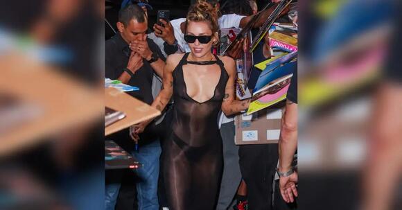 miley cyrus sheer dress pic Posed with the beautiful people who showed up at 30 Rock for @roughtradenyc