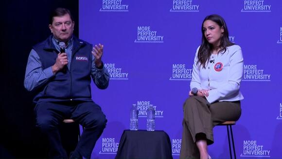 Rep. Alexandria Ocasio-Cortez campaigns with Troy Jackson in downtown Portland