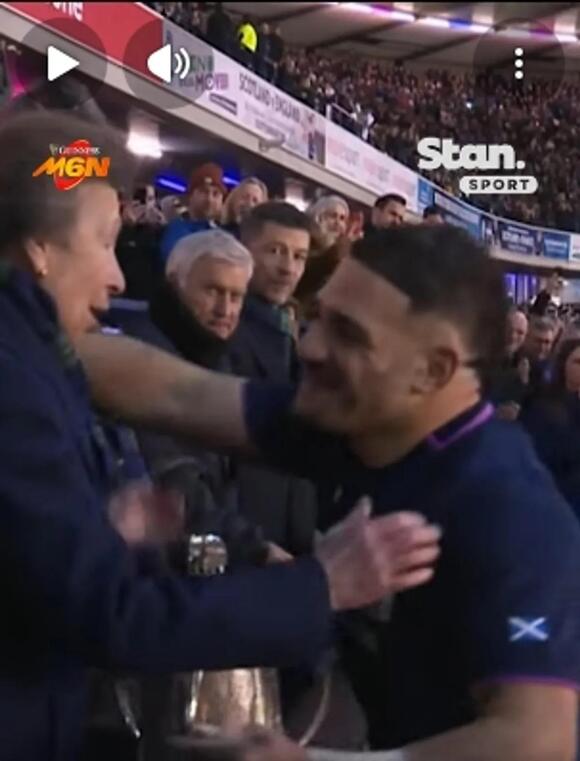 Six Nations Star Attempts to Hug Princess Anne - Awkward Moment Caught ...