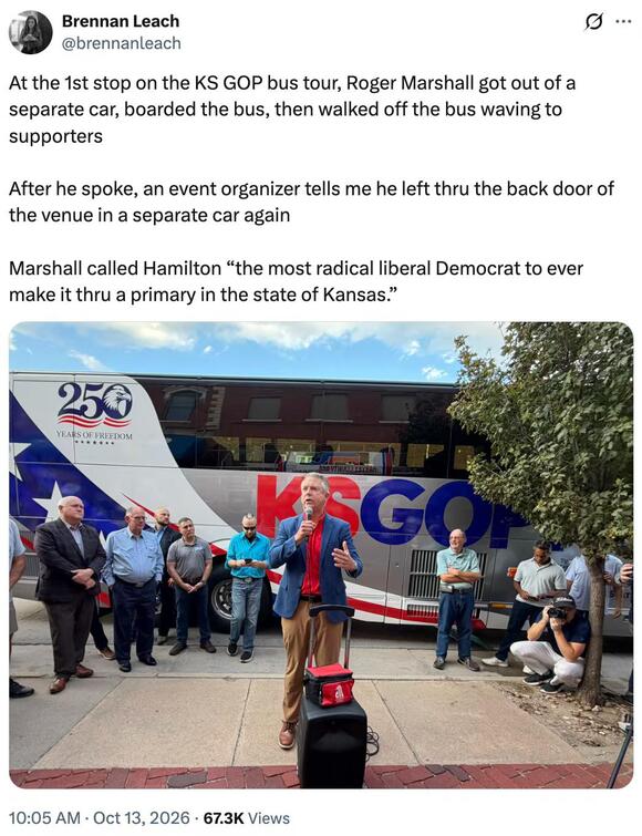 Roger Marshall Caught Staging Bus Tour Arrival in Kansas - NewsBreak