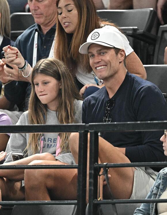 Tom Brady watches Simone Biles with daughter Vivian at 2024 Paris Olympics