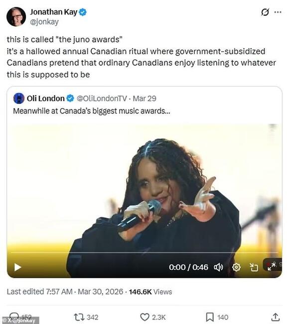 Canadian singer who wrote song called 'Colonizer' groans her way ...