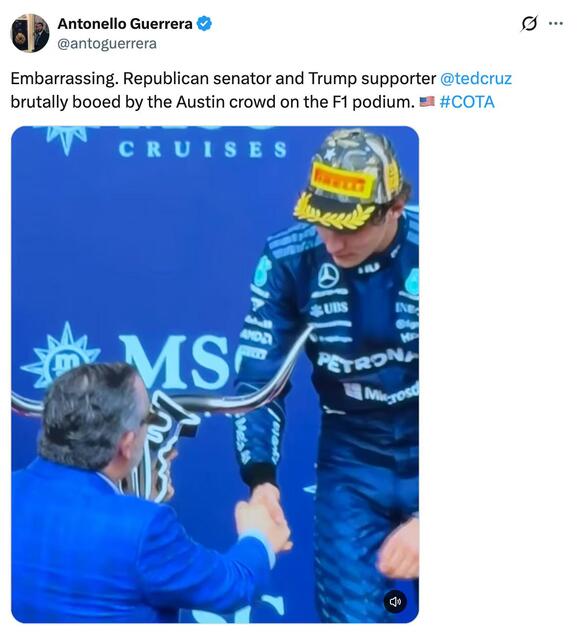 Crowd Boos Ted Cruz at Formula 1 Event in Austin - NewsBreak