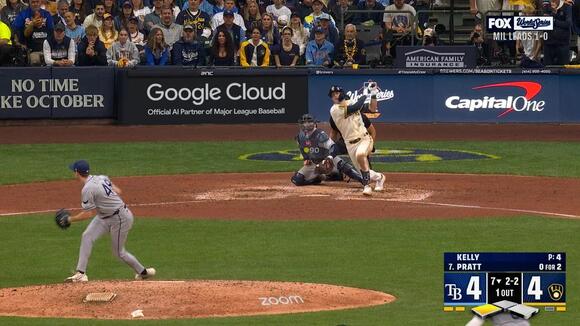 Cooper Pratt Hits Single To Complete Comeback Down 4-0 and Give Brewers the Lead vs Rays