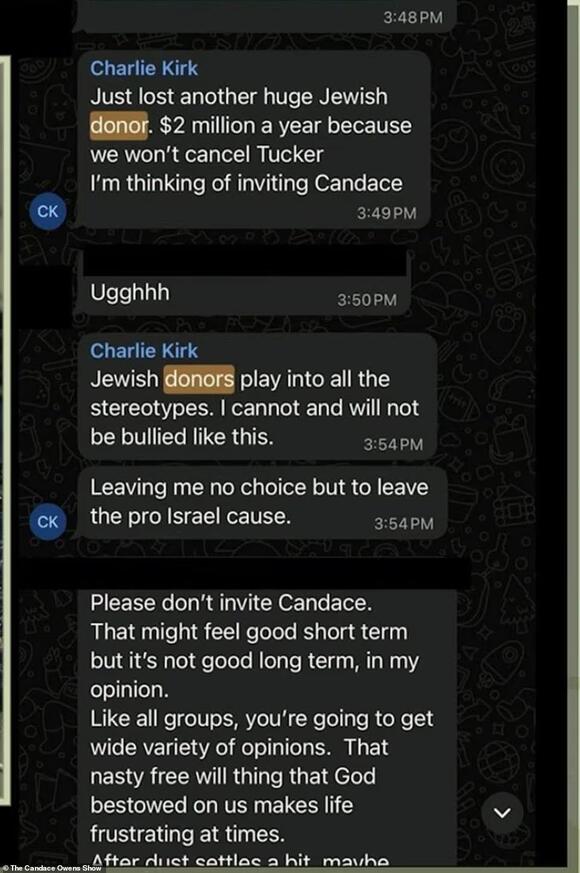 Report: Charlie Kirk Israel controversy as friend releases final texts
