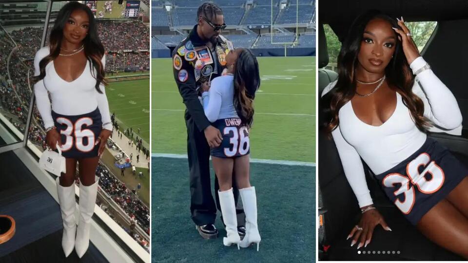 Simone Biles shows out to support her husband, Jonathan Owens, during football season, wearing a custom miniskirt with his jersey number on it.