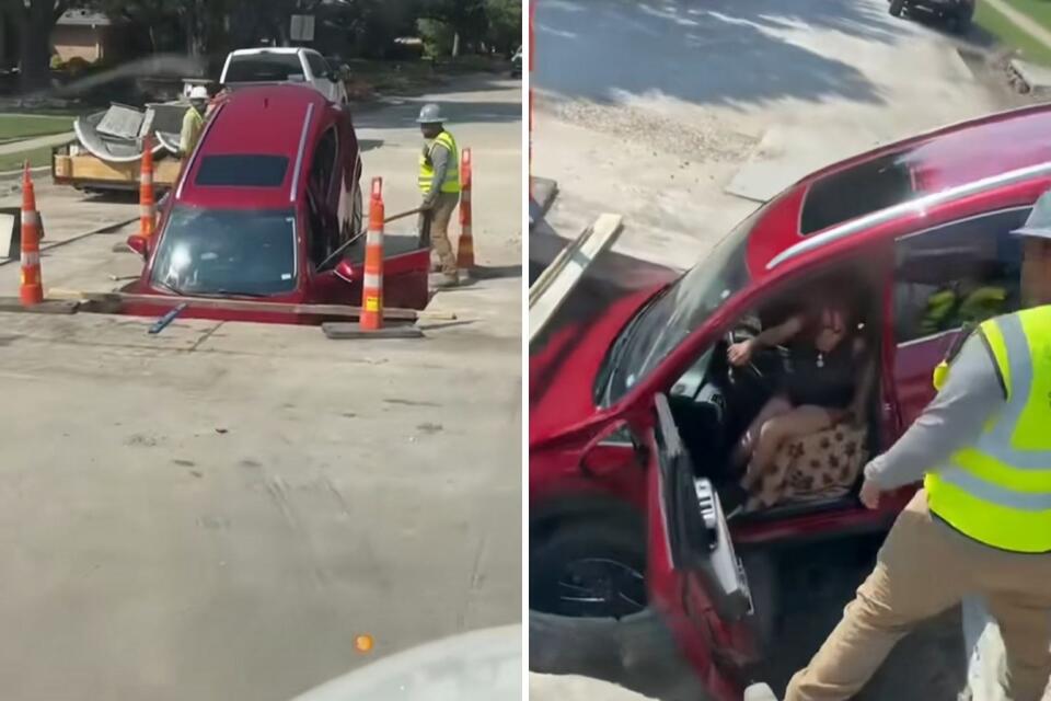 Plano Woman Drives Car Into Massive Road Construction Hole - NewsBreak