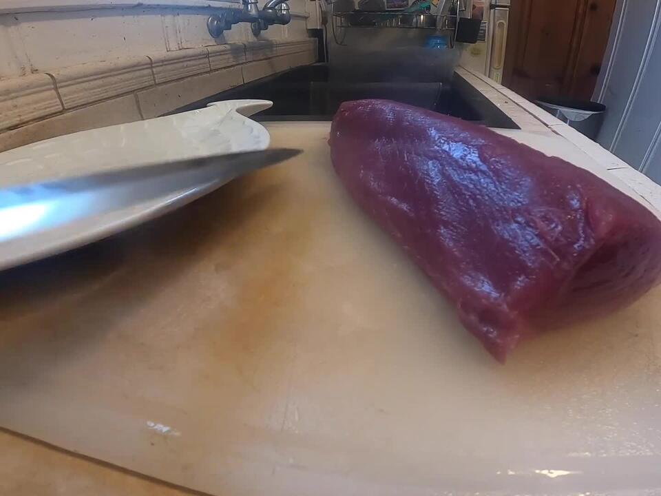 How to Cut Yellowfin Tuna for Ahi Sashimi Sushi Seafood Recipe SD