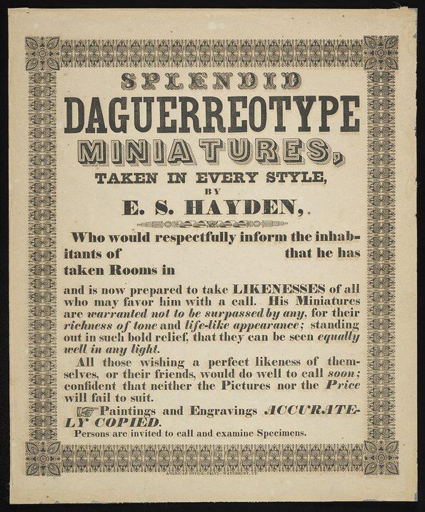 Beautiful Historic Broadside Advertisement for Daguerreotype ...