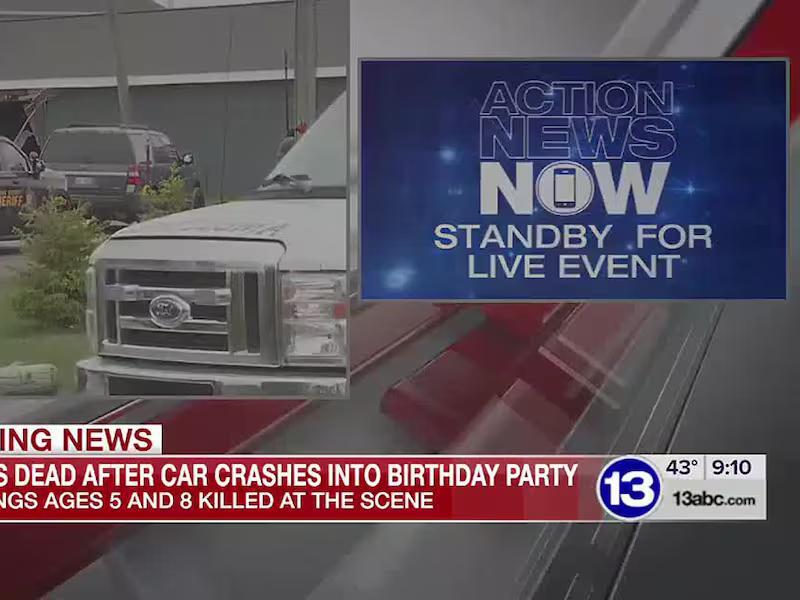 15 hurt, 2 kids dead after car crashes into children's birthday party