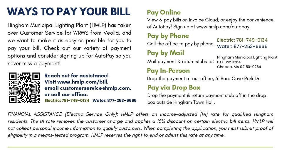 Hingham light plant addresses confusion over recent takeover of local water company billing